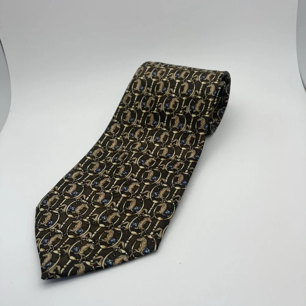Dino Romaro‎ Men's Necktie Tie Brown Horse Pattern